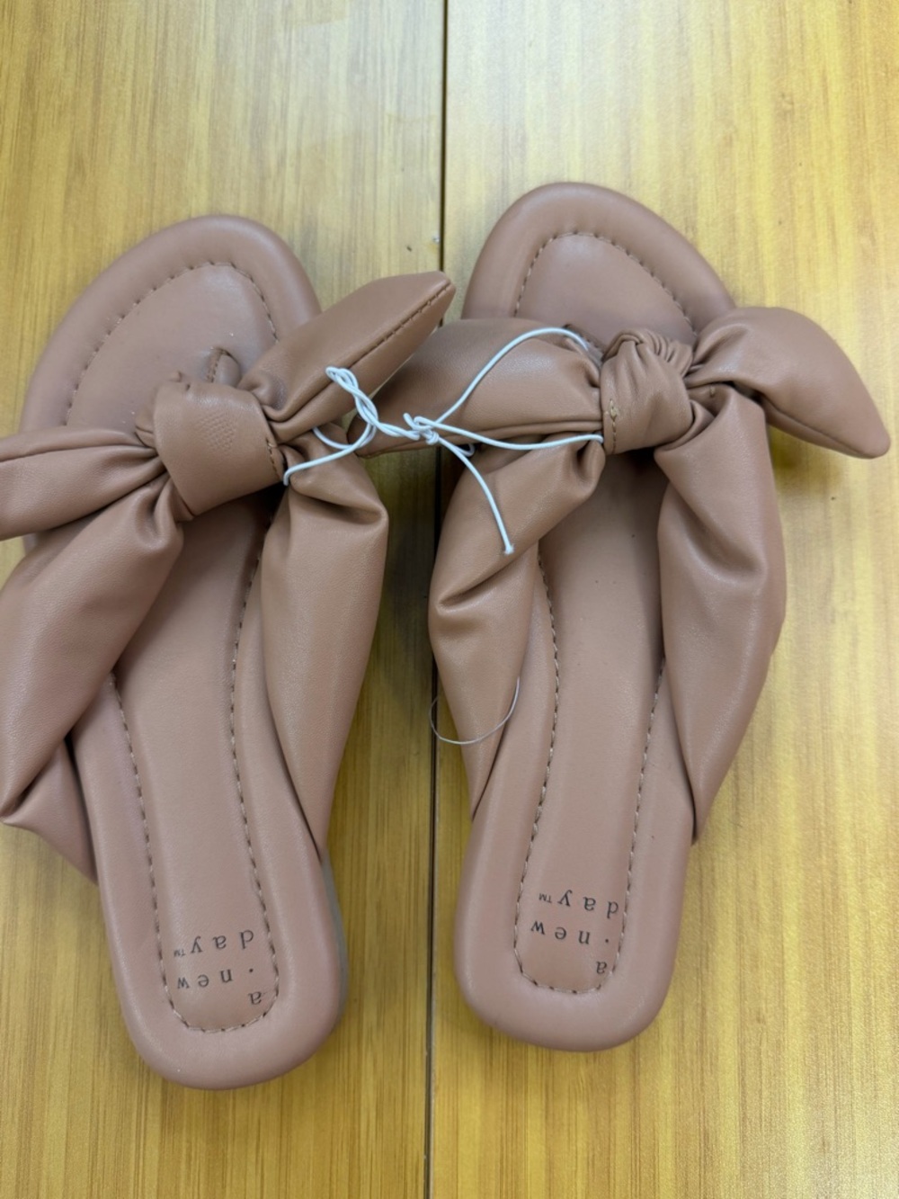 Women's Tan Slip-On  Bow Sandals - A New Day™ sz 6